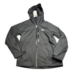 NWT Mountain Hardwear Firefall Mens Large Black 2L‎ Waterproof Hooded Jacket